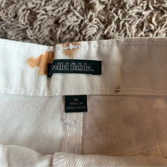 Wild Fable White with Multi ColorSplatter Pattern Highest Rise Jean Shorts Sz 00 - Picture 3 of 10
